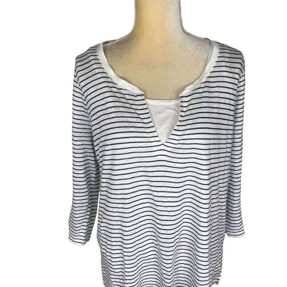 Lauren Ralph Lauren Linen Striped Top Blouse White Navy with Tank Size‎ XL